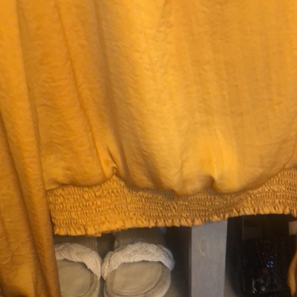 2/$30 Golden yellow puff sleeve blouse - Picture 6 of 6